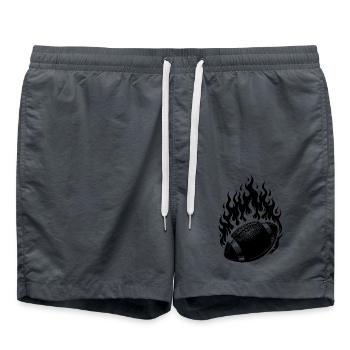 Vintage American Football in Flammen und Feuer - Badeshorts - Anthrazit - Vorne - AI Model Male 185 light (185cm)