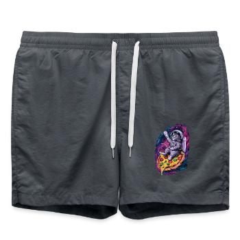 Space Cat on Pizza Galactic Journey - Swim Trunks - anthracite - Front - AI Model Male 185 light (185cm)