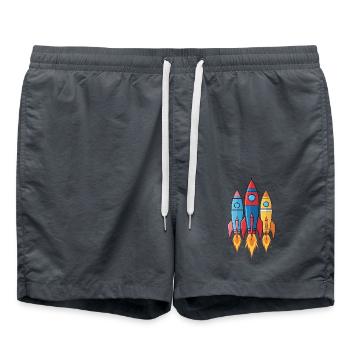 Aventure de fusées spatiales volant haut - Short de bain - charbon - Devant - AI Model Male 185 light (185cm)