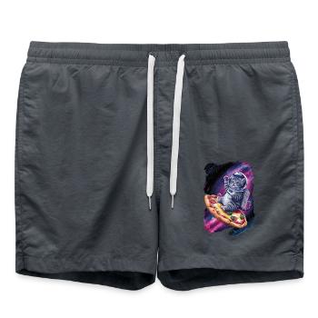 Kitten astronaut on pizza in space - Swim Trunks - anthracite - Front - AI Model Male 185 light (185cm)