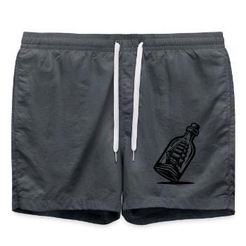 Buddelschiff altes Segelschiff in der Flasche - Badeshorts - Anthrazit - Vorne - AI Model Male 185 light (185cm)