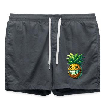 Pineapple Fruit Summer Cartoon Grin Cute Cool - Swim Trunks - anthracite - Front - AI Model Male 185 light (185cm)