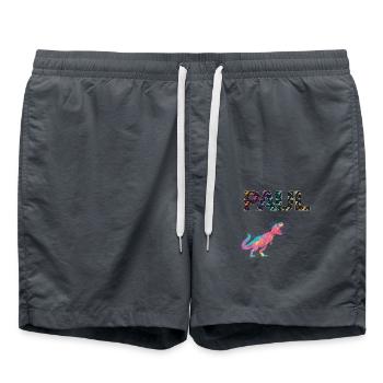 PAUL - Beautiful boy name with dinosaur - Swim Trunks - anthracite - Front - AI Model Male 185 light (185cm)