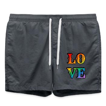 Retro Rainbow Love - Swim Trunks - anthracite - Front - AI Model Male 185 light (185cm)