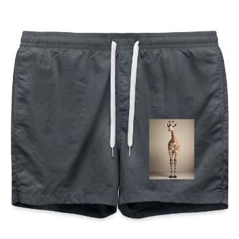 Girafe aux chaussettes colorées - Short de bain - charbon - Devant - AI Model Male 185 light (185cm)