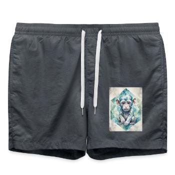 Geometric Baby Monkey - Badeshorts - Anthrazit - Vorne - AI Model Male 185 light (185cm)