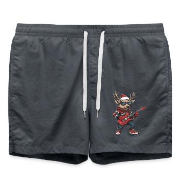 Deer Christmas Rocker Guitar - Swim Trunks - anthracite - Front - AI Model Male 185 light (185cm)