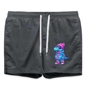 Dinosaur brontosaurus winter comic - Swim Trunks - anthracite - Front - AI Model Male 185 light (185cm)