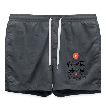 pour toi avec toi jamais sans toi amoureux couple - Short de bain - charbon - Devant - AI Model Male 185 light (185cm)