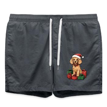 Caniche Chien Cadeaux de Noël - Short de bain - charbon - Devant - AI Model Male 185 light (185cm)