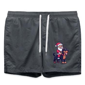 Doberman chien Père Noël dessin animé - Short de bain - charbon - Devant - AI Model Male 185 light (185cm)