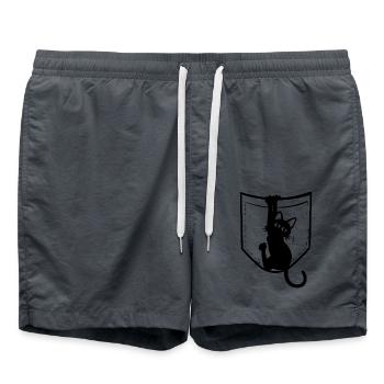 Funny Cat in the Bag – Perfect Design for - Swim Trunks - anthracite - Front - AI Model Male 185 light (185cm)