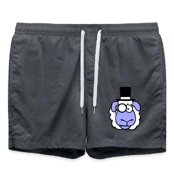 Sheep Mr. Gentleman Top Hat Monocle Glasses - Swim Trunks - anthracite - Front - AI Model Male 185 light (185cm)