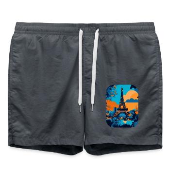 Eiffel Tower - Minimalist 🗼 - Swim Trunks - anthracite - Front - AI Model Male 185 light (185cm)