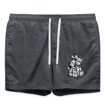 Christmas Bunny - Easter Bunny Celebrates Christmas - Swim Trunks - anthracite - Front - AI Model Male 185 light (185cm)