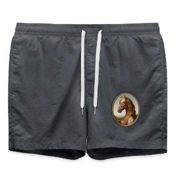 Portrait of a chestnut mare in the style of the Renaissance - Swim Trunks - anthracite - Front - AI Model Male 185 light (185cm)