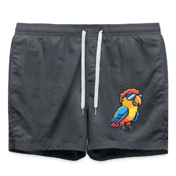 Papagai Cool Comic - Badeshorts - Anthrazit - Vorne - AI Model Male 185 light (185cm)