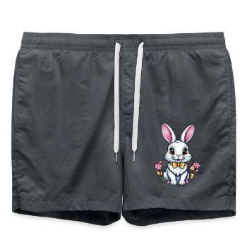 Häschen mit Blumen - Badeshorts - Anthrazit - Vorne - AI Model Male 185 light (185cm)