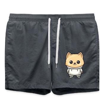 Zwergspitz Hund Lustig Pomeranian - Badeshorts - Anthrazit - Vorne - AI Model Male 185 light (185cm)