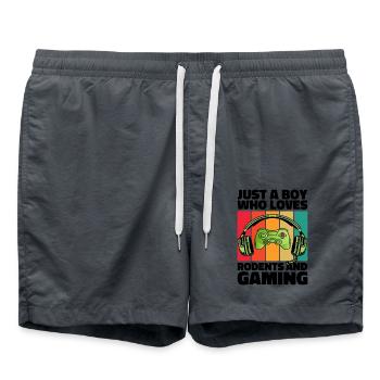 Gamer und Nagetiere: Videospiele und agile Abenteuer - Badeshorts - Anthrazit - Vorne - AI Model Male 185 light (185cm)