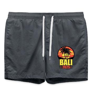 Bali 2025 Vacances Palmiers Coloré - Short de bain - charbon - Devant - AI Model Male 185 light (185cm)