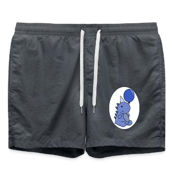 Birthday Dino - Swim Trunks - anthracite - Front - AI Model Male 185 light (185cm)