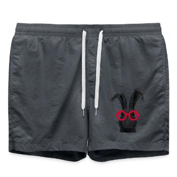 Schau genau hin Hase | Lustiges Brillen-Motiv - Badeshorts - Anthrazit - Vorne - AI Model Male 185 light (185cm)