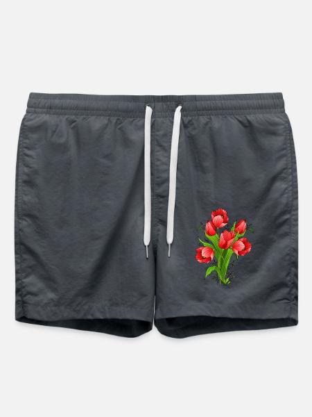 Blumen - Badeshorts - Anthrazit