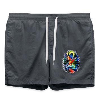 Majestätischer Eisvogel – Farbenspiel am Wasser - Badeshorts - Anthrazit - Vorne - AI Model Male 185 light (185cm)