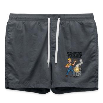 Elektriker Spannung Humor | Lustiger Strom - Badeshorts - Anthrazit - Vorne - AI Model Male 185 light (185cm)