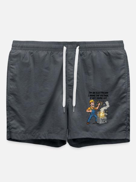 Elektriker Spannung Humor | Lustiger Strom - Badeshorts - Anthrazit