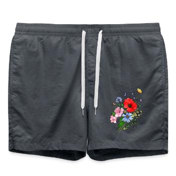 Blumen - Badeshorts - Anthrazit - Vorne - AI Model Male 185 light (185cm)