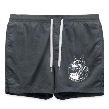 Australian Cattle Dog Portrait Hund Hunde Wilsigns - Swim Trunks - anthracite - Front - AI Model Male 185 light (185cm)