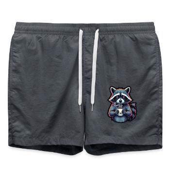 Waschbär: Mein Kaffee-Notfall - Badeshorts - Anthrazit - Vorne - AI Model Male 185 light (185cm)