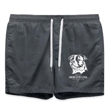 American Bulldog Dad Hunde Hund Bulldogge Wilsigns - Badeshorts - Anthrazit - Vorne - AI Model Male 185 light (185cm)