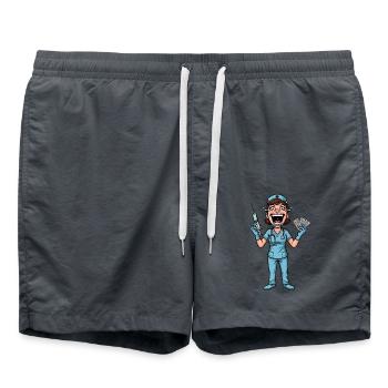 Crazy Sister : Humour de soins drôles - Short de bain - charbon - Devant - AI Model Male 185 light (185cm)