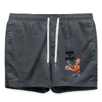 Construire est une passion : Born To Build - Short de bain - charbon - Devant - AI Model Male 185 light (185cm)
