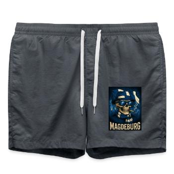 Magdeburg Ultras Skelett Magdeburger Jungs - Badeshorts - Anthrazit - Vorne - AI Model Male 185 light (185cm)