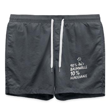 90 % Baumwolle 10 % Hundehaare – Lustiger Spruch - Badeshorts - Anthrazit - Vorne - AI Model Male 185 light (185cm)