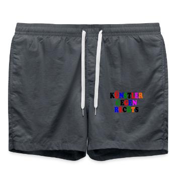 Künstler gegen rechts - Badeshorts - Anthrazit - Vorne - AI Model Male 185 light (185cm)