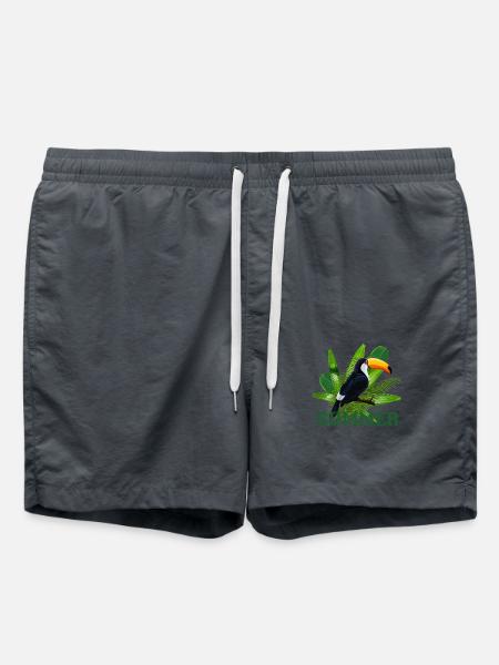 Toucan parrot and tropical leaves - Swim Trunks - anthracite