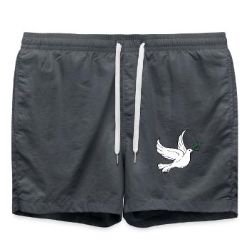 Weiße Taube, Friedenstaube, Frieden, Liebe - Badeshorts - Anthrazit - Vorne - AI Model Male 185 light (185cm)