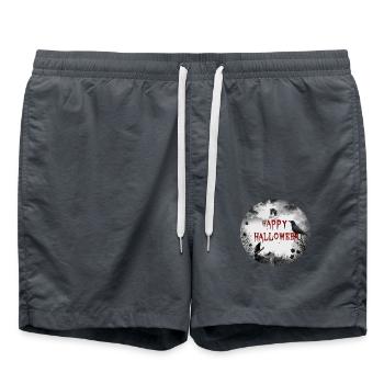 Joyeux corbeaux d’Halloween - Short de bain - charbon - Devant - AI Model Male 185 light (185cm)