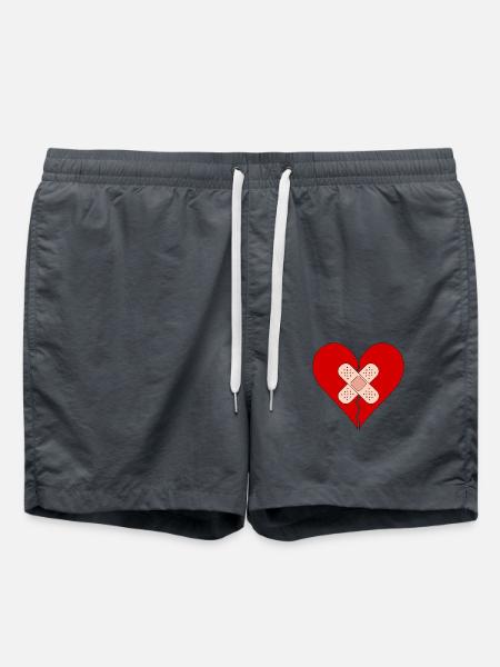 Heart with bandage - Swim Trunks - anthracite