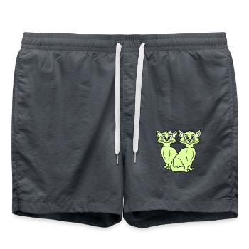 Two Cats Couple 2 Romantic Couple in Love - Swim Trunks - anthracite - Front - AI Model Male 185 light (185cm)