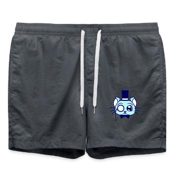 Sir Cat Gentleman Chapeau haut de forme Monocle Rich Gentleman - Short de bain - charbon - Devant - AI Model Male 185 light (185cm)