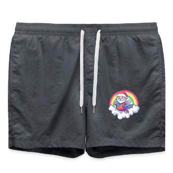 Hummingbird Bird Santa Claus Rainbow - Swim Trunks - anthracite - Front - AI Model Male 185 light (185cm)