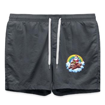 Faultier Weihnachtsmann Regenbogen - Badeshorts - Anthrazit - Vorne - AI Model Male 185 light (185cm)
