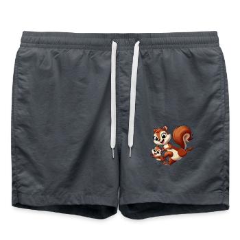 Écureuil mère et enfant gambadant - Short de bain - charbon - Devant - AI Model Male 185 light (185cm)