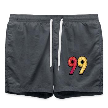 99 Zahl Symbol - Badeshorts - Anthrazit - Vorne - AI Model Male 185 light (185cm)